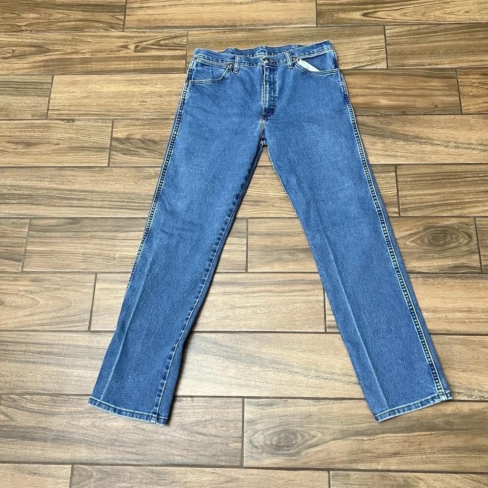 Wrangler Regular Fit Mens 34x34 Blue Straight Leg Denim Jeans Pants